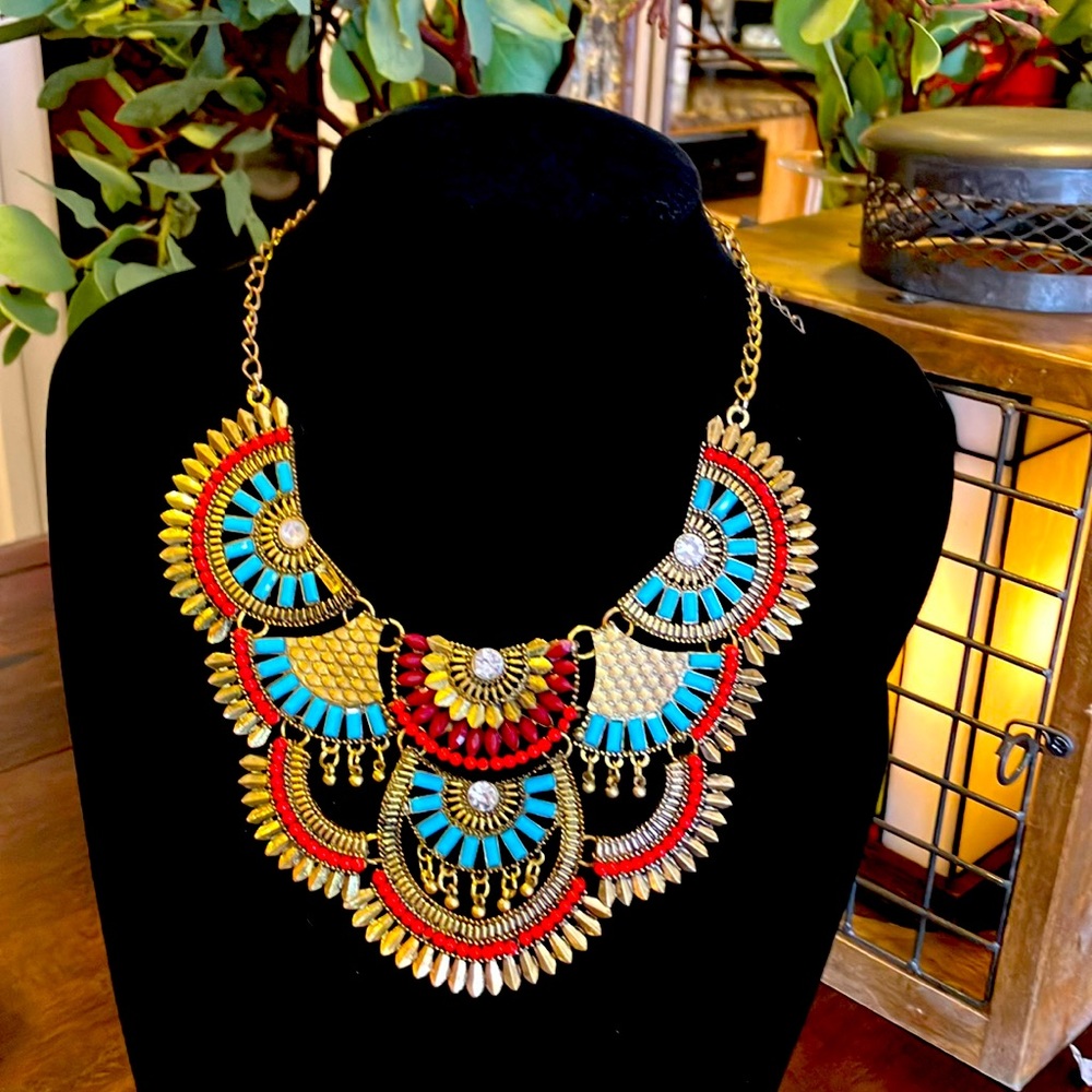 Boho, cleopatra style statement necklace.